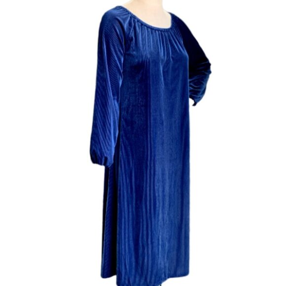 LuLaRoe Elegant Eve Ribbed Long Sleeve Dress Modest Party Sz S Blue #66K - Picture 2 of 9